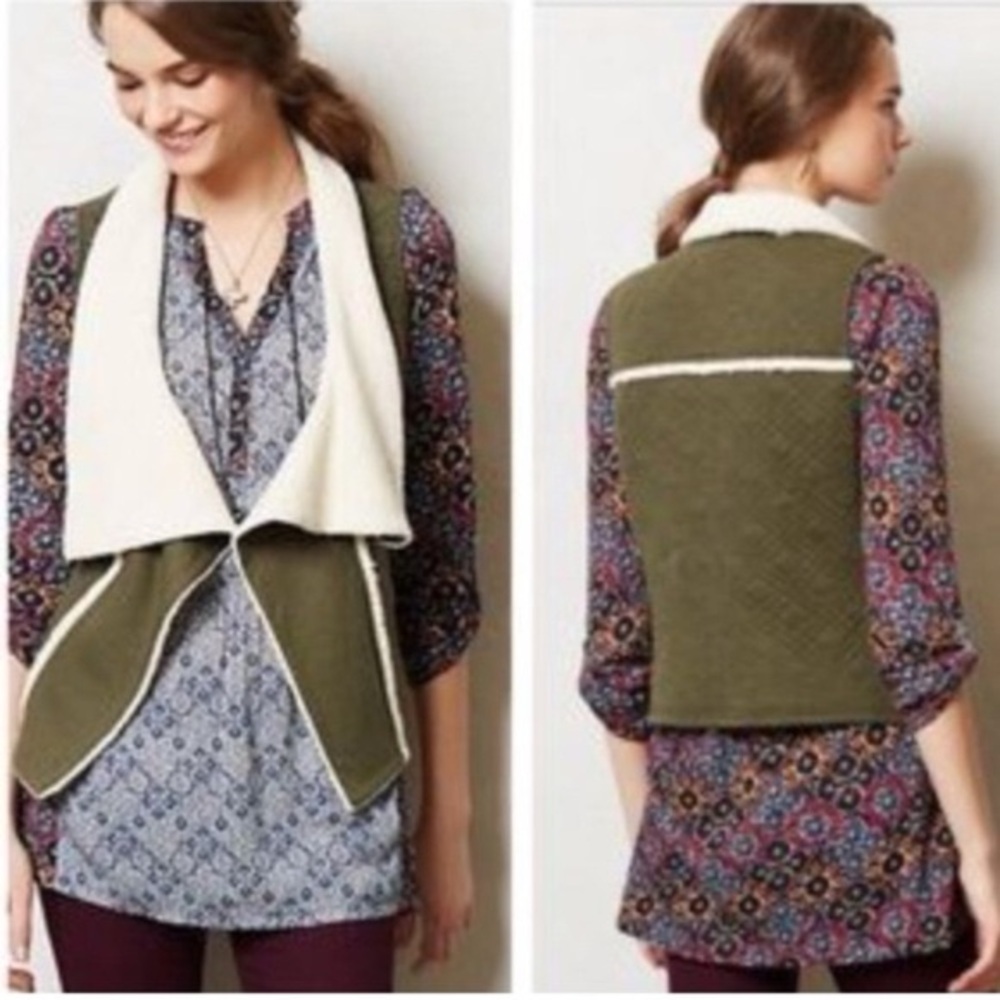Anthropologie Saturday Sunday Green Sherpa Vest